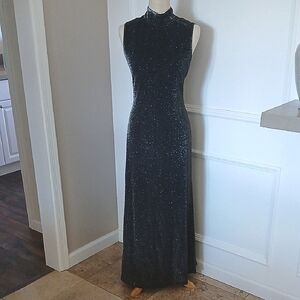 Ellen Tracy Black Glitter Maxi Dress